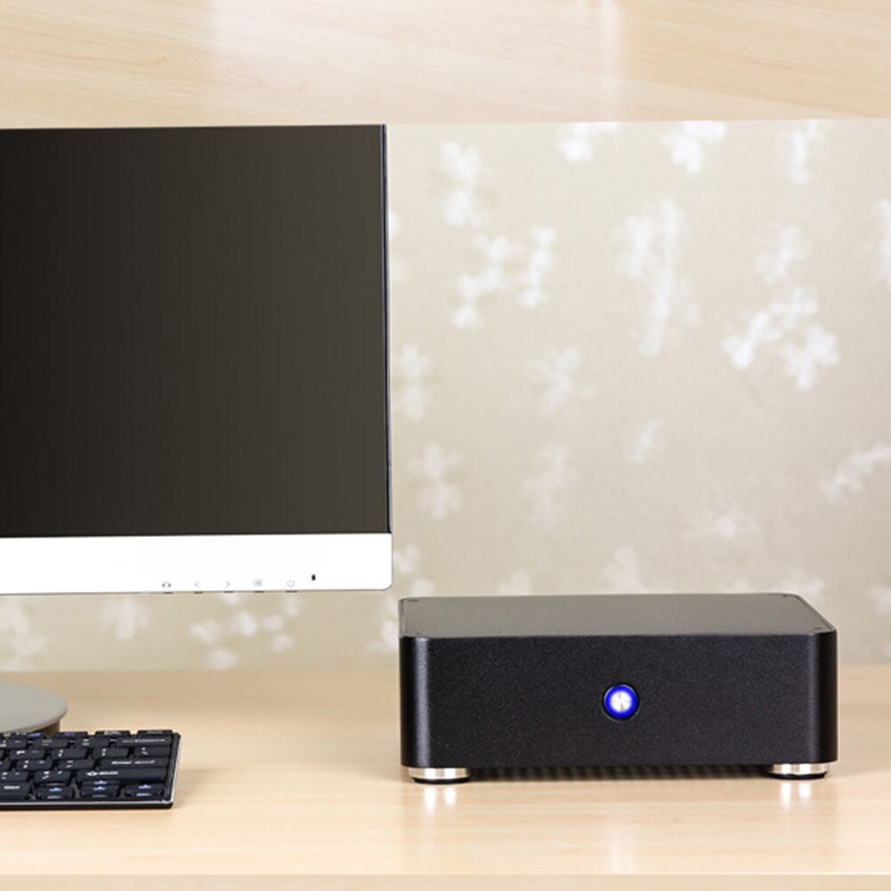Mini tour de pc HTPC en alliage d&#39;aluminium, Mini tour de pc pratique pour le bureau et le jeu Audio, boîtier d&#39;ordinateur fin, sans alimentation électrique, E-H60