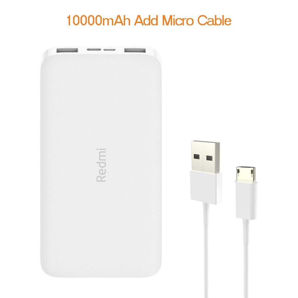 Original Xiaomi Redmi Power Bank 20000mAh 18W Quick Charge 10000mAh Powerbank Fast Charging Portable Charger For Smart Phones: 10000mAh Add Micro
