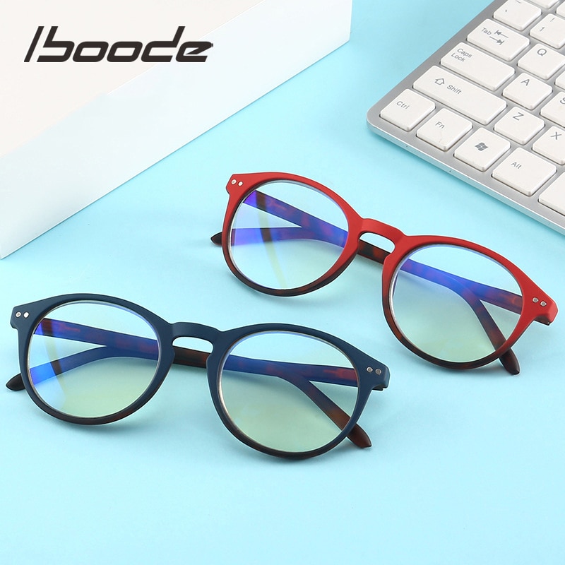 Iboode Anti Blue Ray Leesbril Vrouwen Retro Antifatigue Lezen Computer Eyewear Mannen Met Zak + 1.0 1.5 2.0 2.5 3.0 3.5 4.0