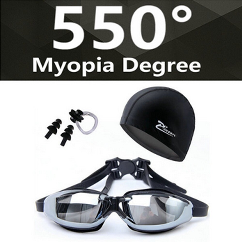 Myopia Swimming Goggles HD shortsighted prescription glasses Acetate Spectacles plating lens adult swim goggles pools swiming: Myopia 550 black