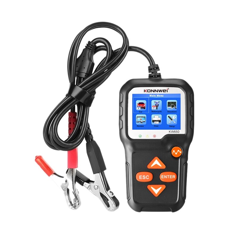 Probador de batería de coche KONNWEI KW650 6-16V Analizador de sistema de batería de motocicleta de coche 100-2000CCA Carga de coche herramienta de diagnóstico de arranque: Default Title
