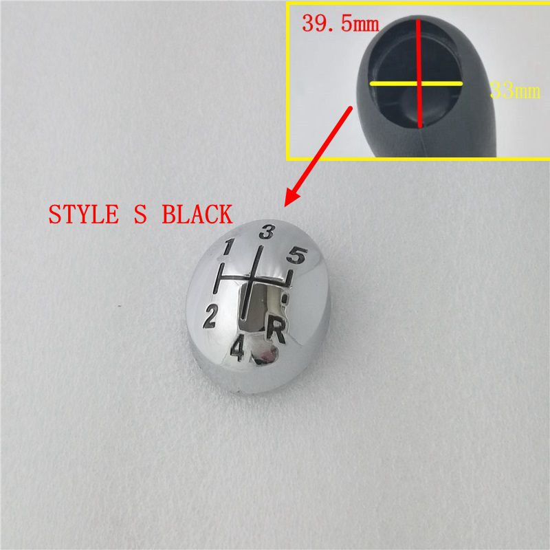 5 perilla de cambio de velocidad para Renault Clio Megane Scenic Twingo, tapa de cabeza de bola de cromo: STYLE S BLACK