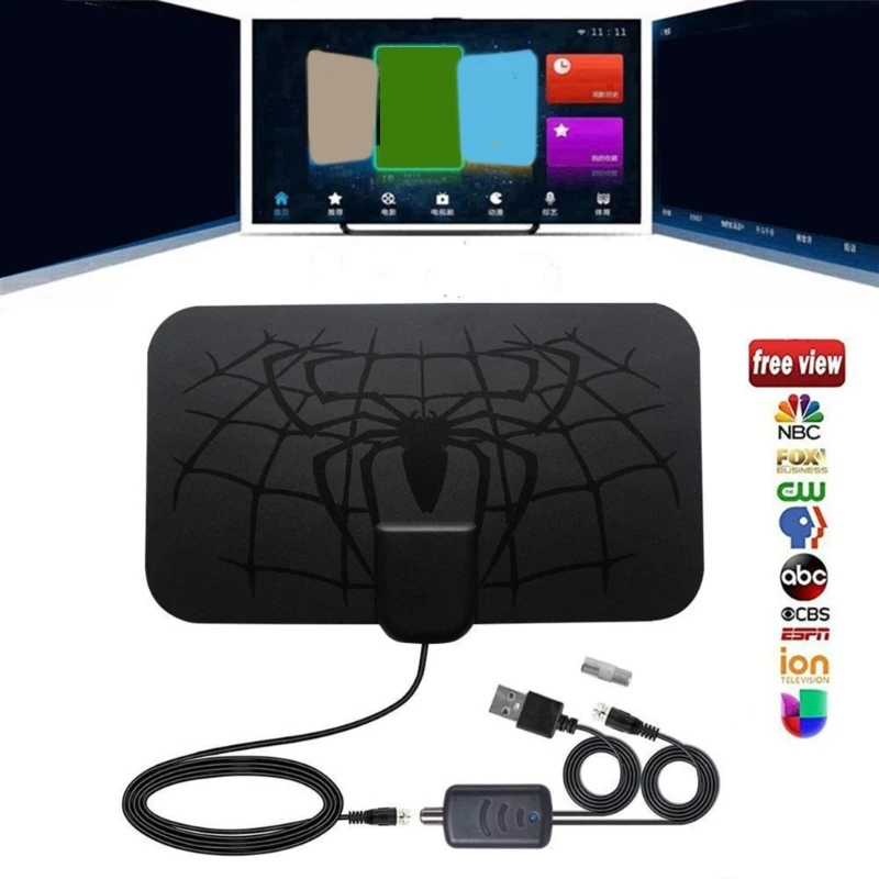 1 Set Digital HDTV Antenna with Detachable Signal Amplifier Converter Free FullHDChannels Indoor TV Antennas K1KF
