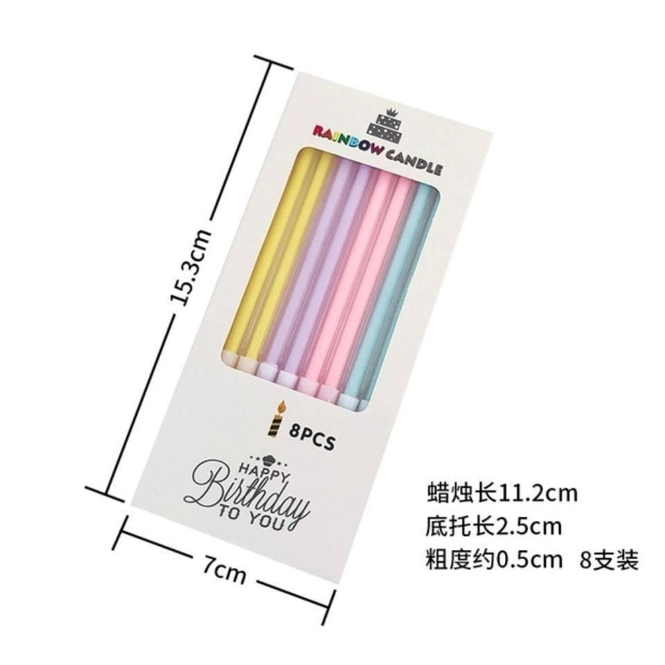 Straight-Rod Rainbow Crystal Pencil Candles - Ideal for Birthday/1st Birthday/Wedding, Party Cake Decor Birthday Candle