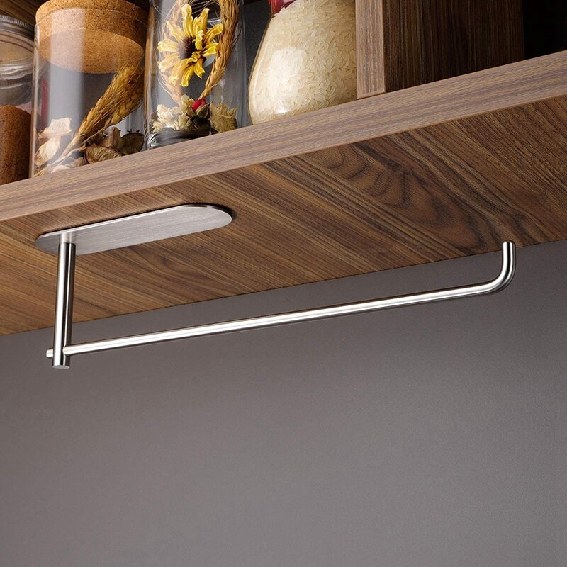 Paper Towel Holder Under Cabinet Mount - Easy One-Handed Tear Adhesive Paper Towel Rack,12 Inch Bar-Fits All Roll Sizes