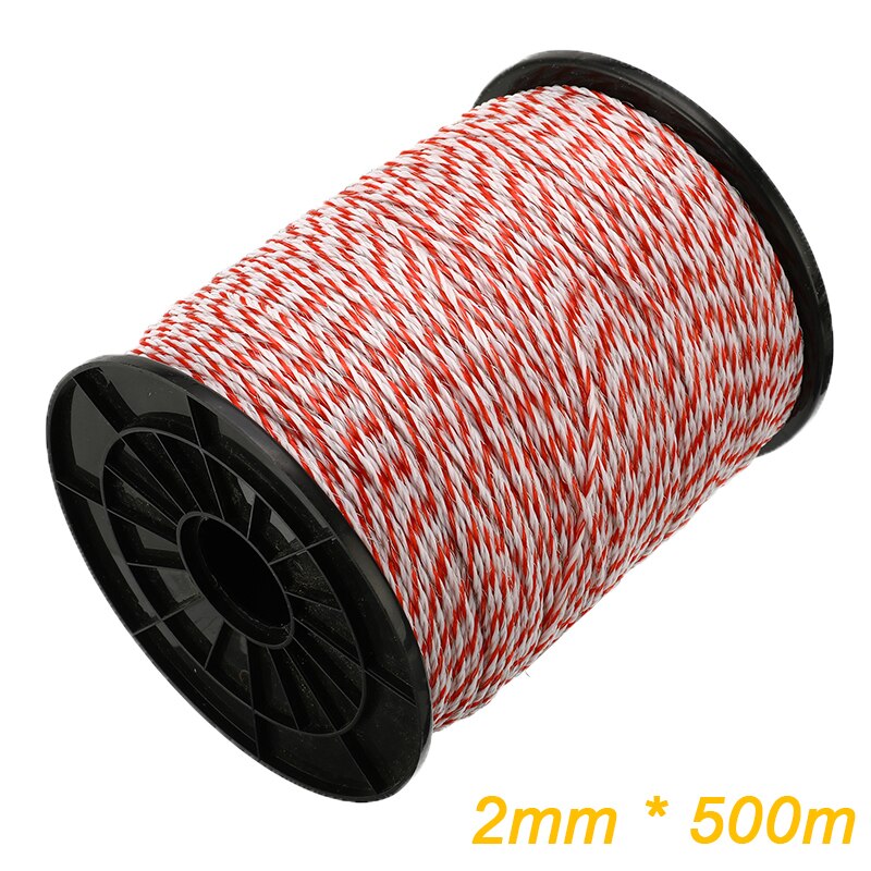 500M Roll Electric Fence Rope Red White Polywire with Steel Poly Rope for Horse Animal Fencing Ultra Low Resistance Wire