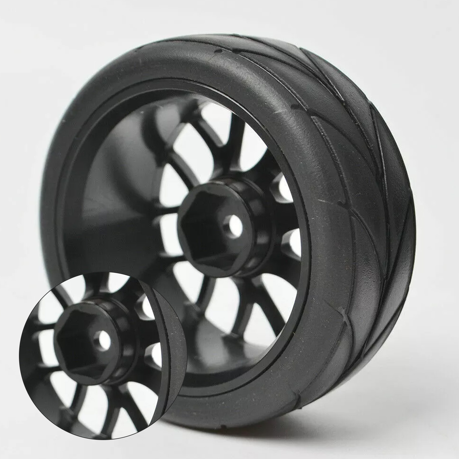 1/10 4 STKS Aluminium RC Wielen & Banden Set met Lichtmetalen Velgen - Lichtgewicht Prestaties Upgrade onderdelen voor On-Road Toerwagens