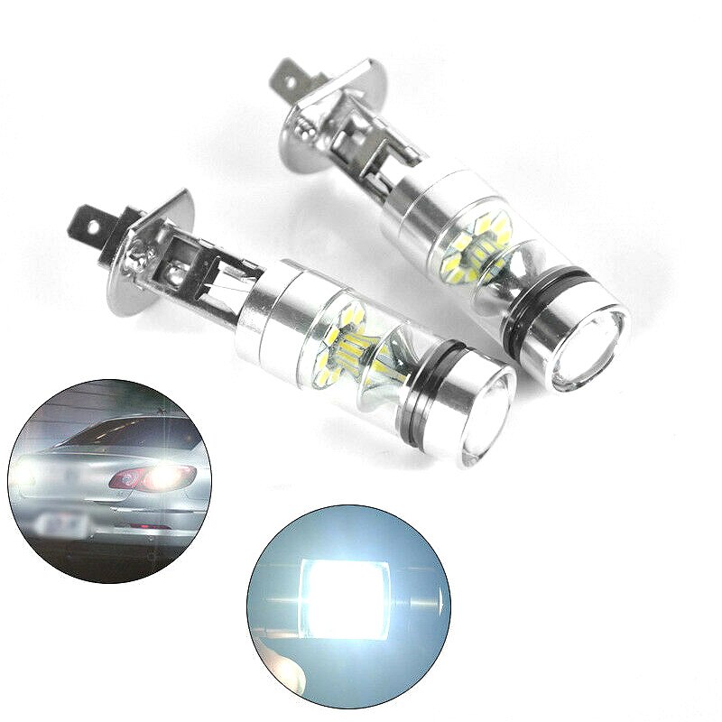 2 Stuks 100W 12V H1 20LED Koplamp Mistlamp Auto Blub Drl Licht Lamp H1 Led Lamp Led mistlamp
