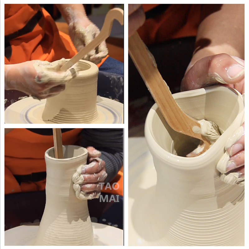 Pottery Tools Wooden Long Handle Blank Elongation Aids Ceramic Bottle DIY Manual Elongation Trimming Modeling Tool