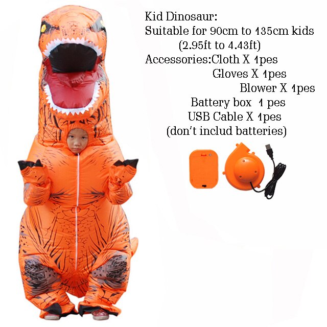 T-rex Dinosaure déguisement gonflable mascotte Deguisement Halloween Pour Animaux Cosplay Dinosaure: Kid Size13