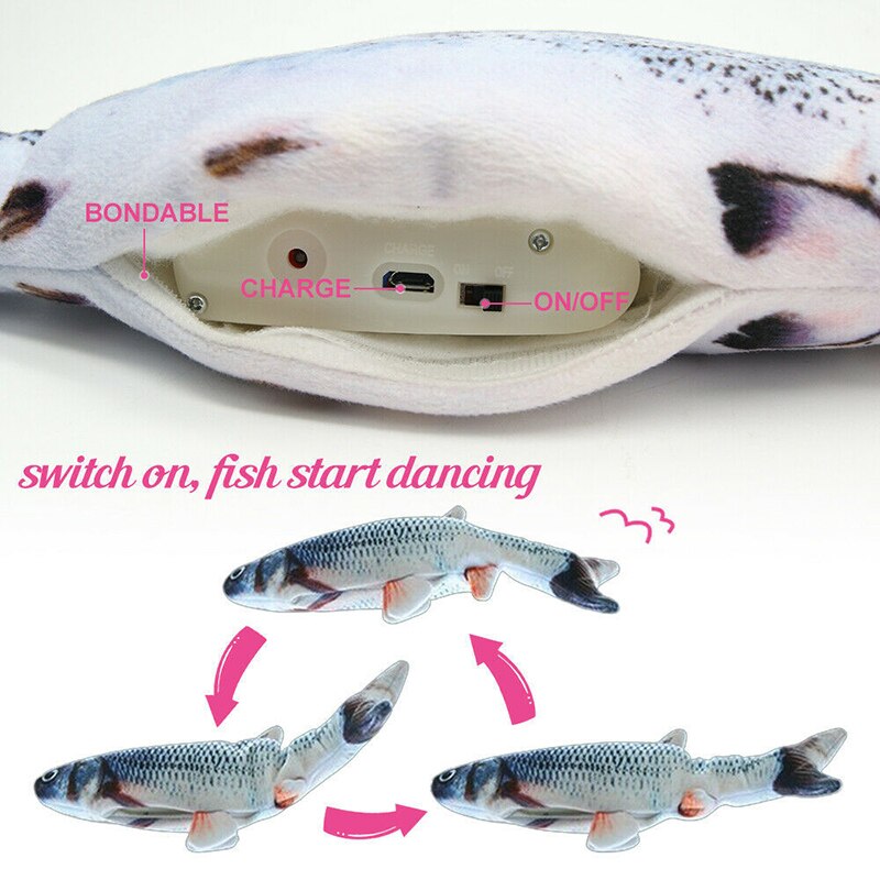 Cat Fish Toy Interactive Pet Cat Toy Supplies Simulation Fish with Wagging Tail Usb Rechargeable Fish Toy for A Cat Fish Toys