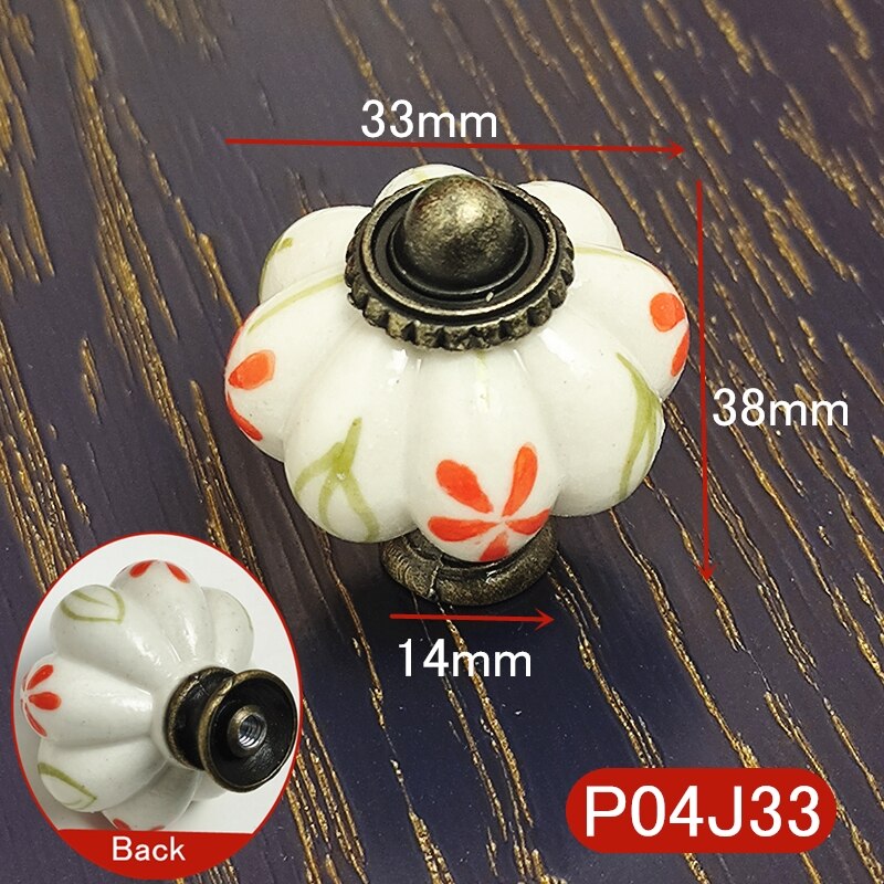 5PCS Hand Painted Ceramic Cabinet Knobs Drawer Cupboard Door Handles Wardrobe Children Room Pull Furniture Handle: P04J33