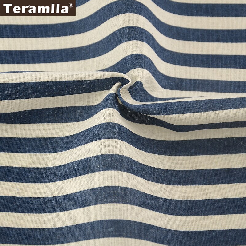 Diepblauwe stroken katoen, huistextiel, linnen stof, naaimateriaal, tissu teramila, tafelkleed, kussen, tas, gordijn, kussen, kussen