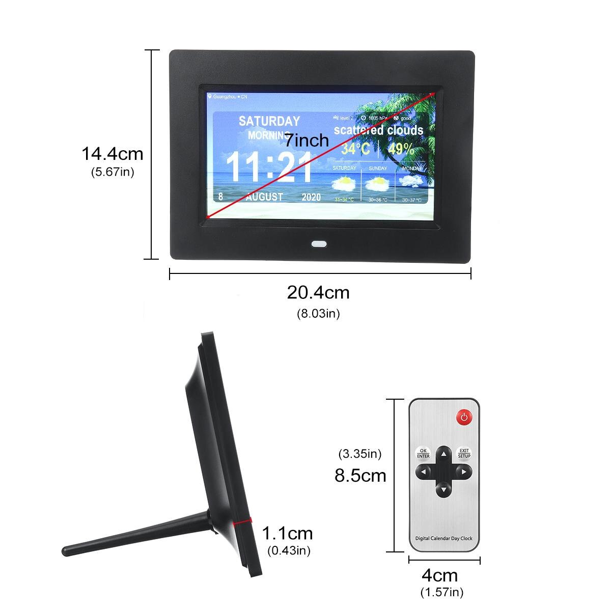 1024 * 600 WiFi 7Inch Digital Picture Frame 1024X600 Medication Reminder infrared Control Smart Photo Frame EU US Plug