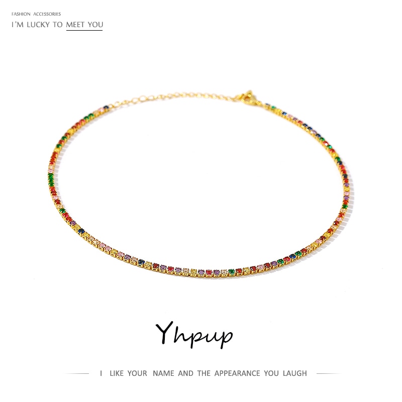 Yhpup Short Necklace Exquisite Temperament Mix Colorful Necklace Brand for Women Party Gala Jewelry Anniversary