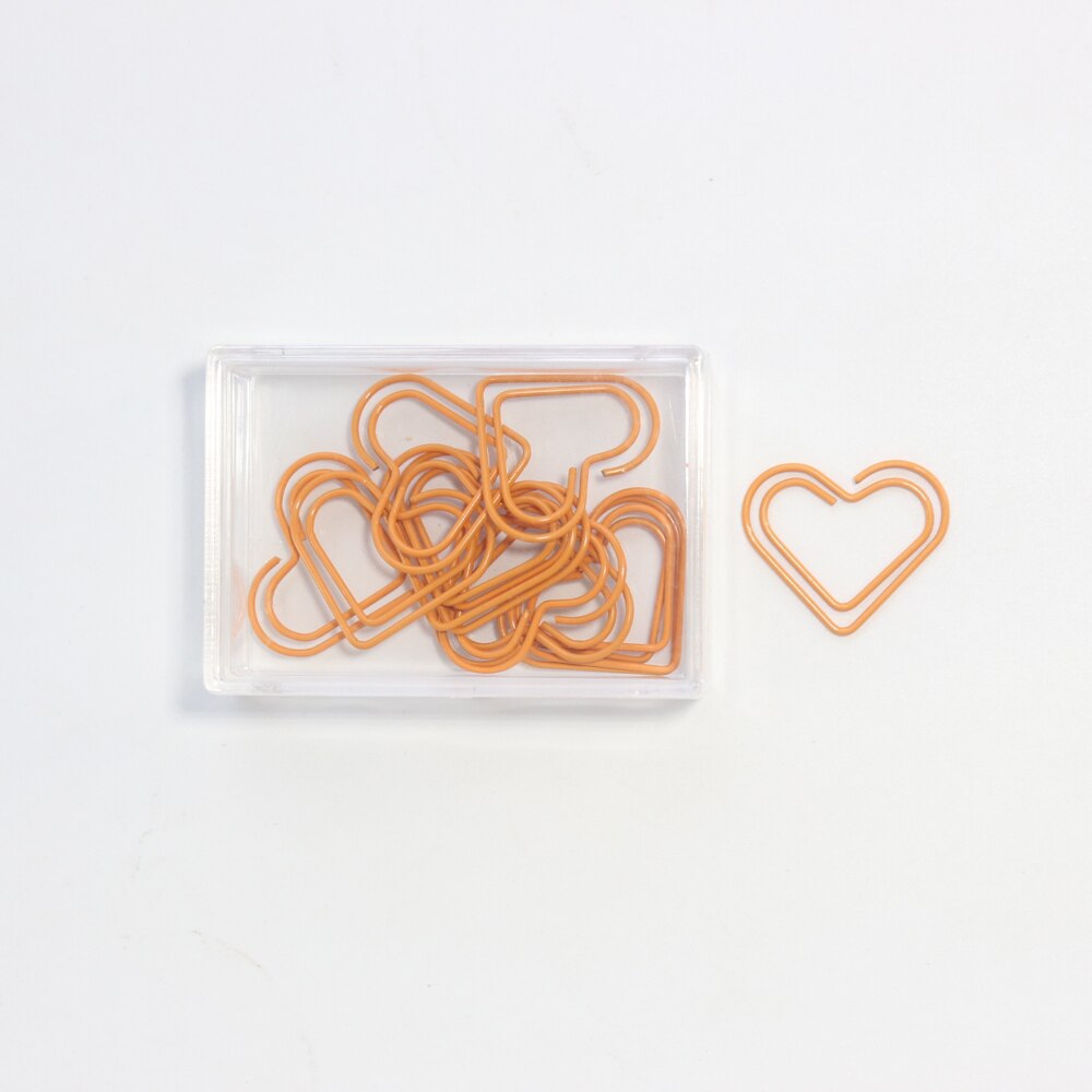 Domikee-marcapáginas con de corazón de amor, clips de papel para la escuela y la Oficina, 12 unids/caja, 5 colores,: Naranja