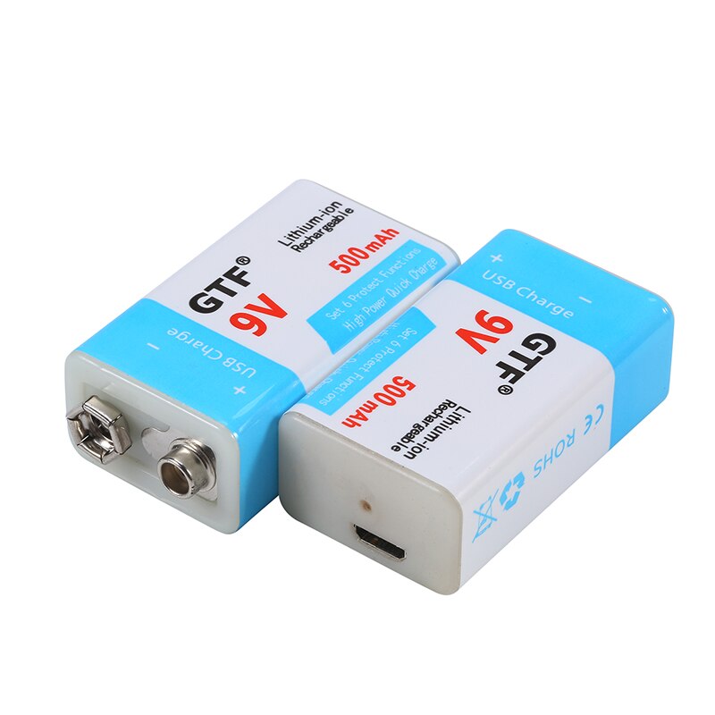 9V 1000mAh li-ion Rechargeable battery Micro USB Batteries 9 v lithium for Multimeter Microphone Toy Remote Control KTV use: 2PC 500MAH