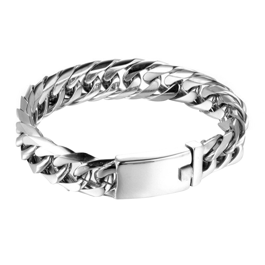 Pulsera de cadena de Metal Punk para hombre, brazalete circular encantador para viaje, calle, Hip-Hop, Club nocturno, joyería con galvanoplastia: Silver