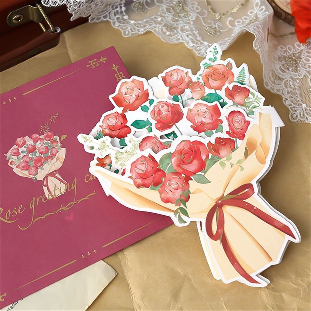 Kawaii Envelope with Folded Greeting Card Stationery Set Wedding Envelope Invitation Romantic Collage Decoration Material: B