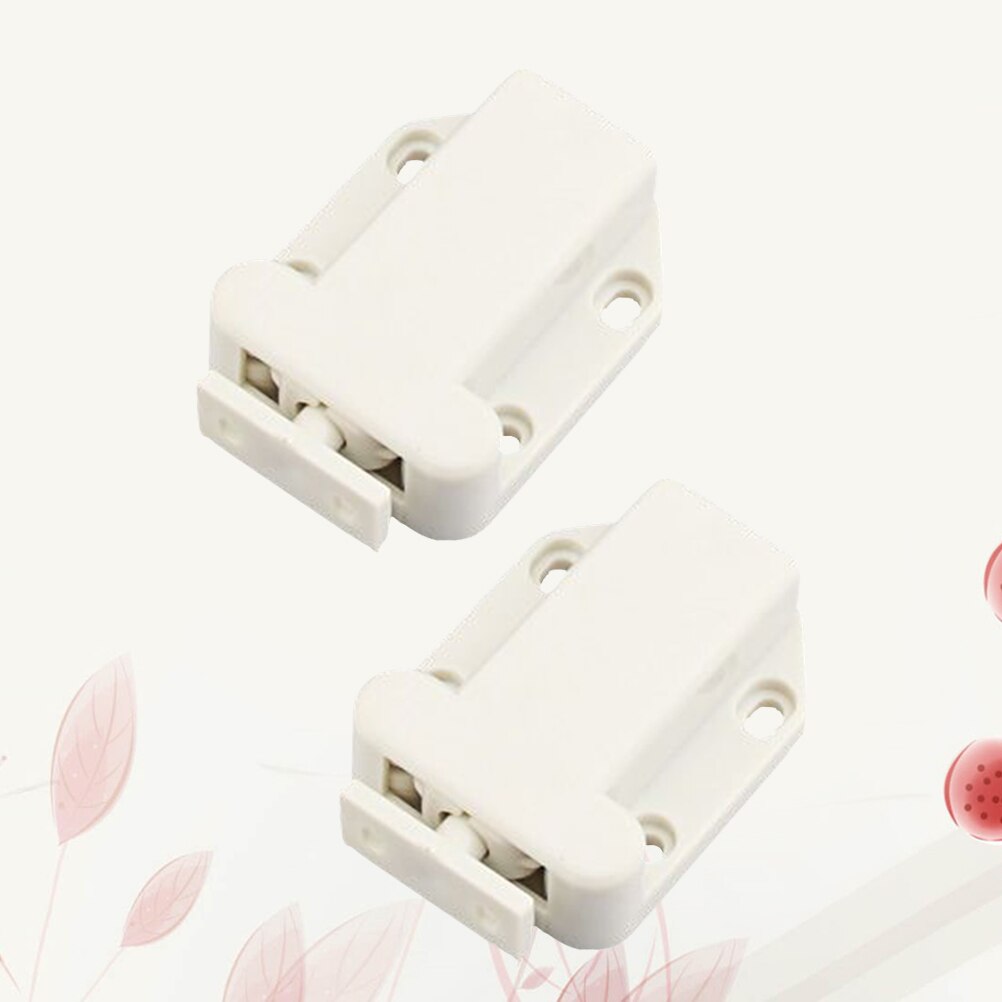 4 pcs Self-locking Door Catch Door Drawer Cabinet Catch Push To Open Device for Furniture Cabinet Cupboard (White)