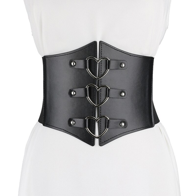 SISHION Schwarz Punk Gürtel Für Frauen Taille Korsett Breite PU-Leder Abnehmen Körper Gürtel Herz Elastische Bund Einstellbare VD2911: VD2911 Herz