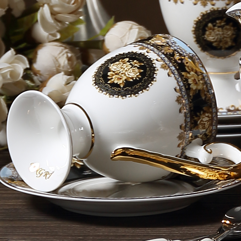 Bone china luksus te kaffekop ske europa porcelæn kaffekop cafe keramik nordisk tekop xicara copo almindelig hvid kop  e8