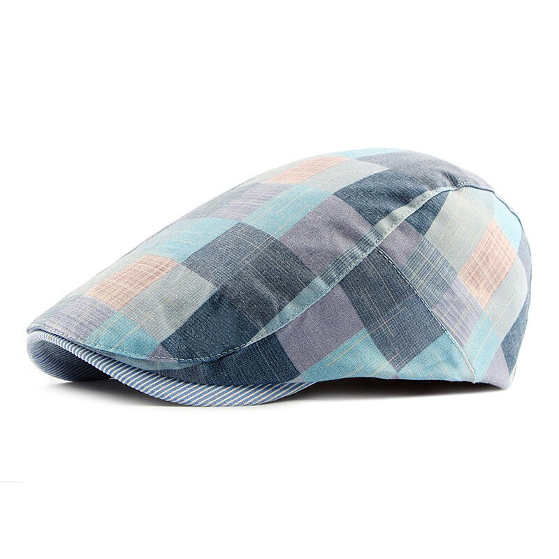 Spring Autumn Hats For Men Casual Plaid Cotton Beret Caps Gorras Planas Boinas Check Flat Cap Adjustable Male Berets: NO.1