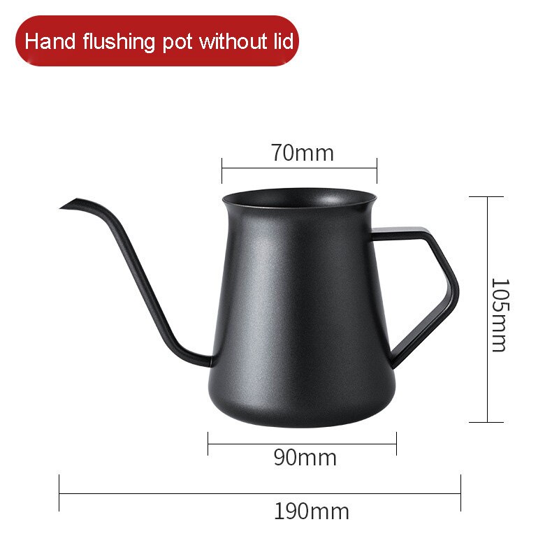 Stainless Steel portable coffee maker espresso pour over coffee pot gooseneck kettle Long Mouth Coffee tea Kettle barista tools: Without cover