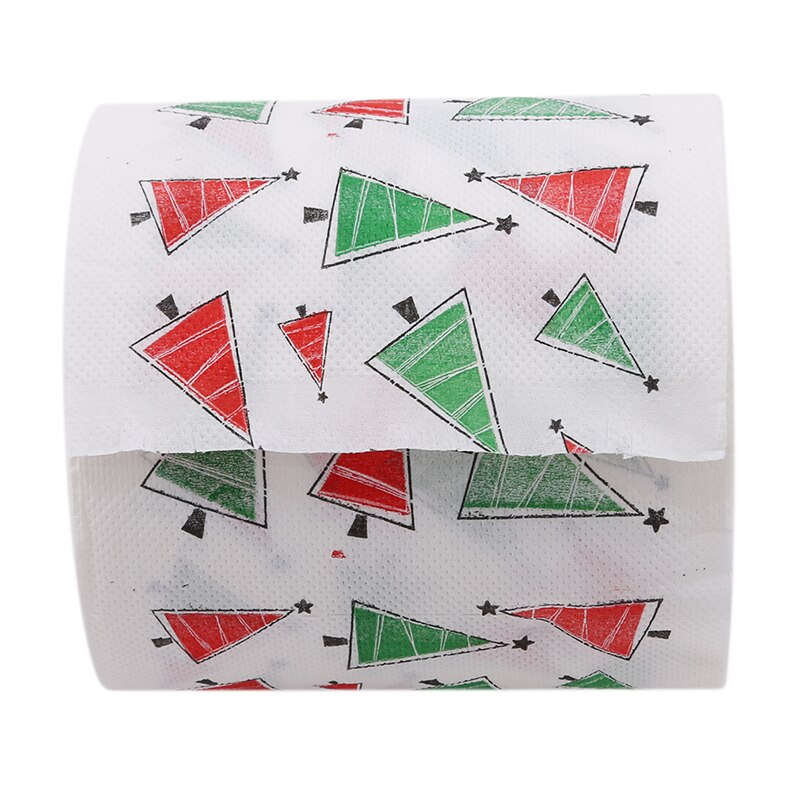 1Roll Tissue Xmas Decor Chirstmas Boom Patronen Toiletpapier Thuis Bad Woonkamer Wc Papier Santa Vrolijk Kerstfeest Supplies