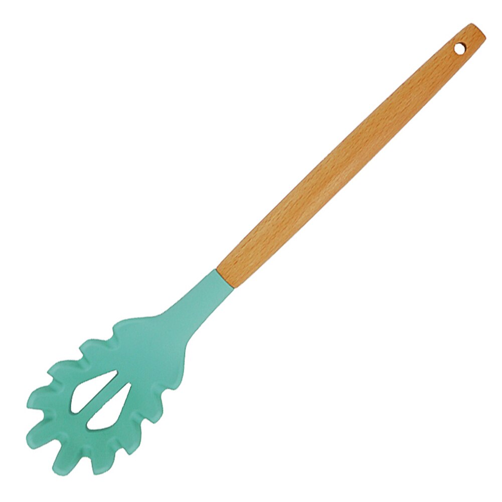 Hanging Kitchen Utensil Cooking Tool Gadgets Home Restaurant Soft Silicone Cookware Wooden Handle Easy Clean Non Toxic Nonstick: H