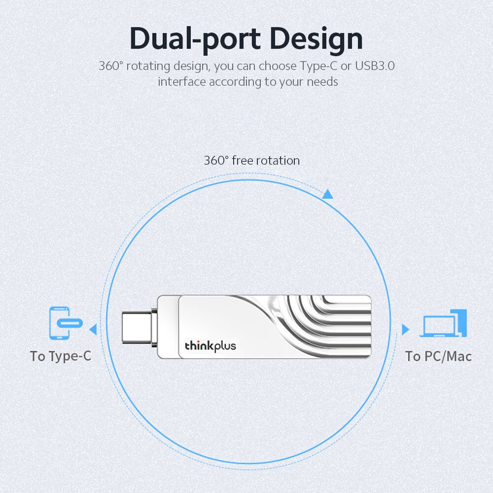 Lenovo thinkplus 256gb tipo-c usb3.0 telefone móvel u disco tpcu301 duplo-porta do telefone móvel computador veículo-montado usb flash drive