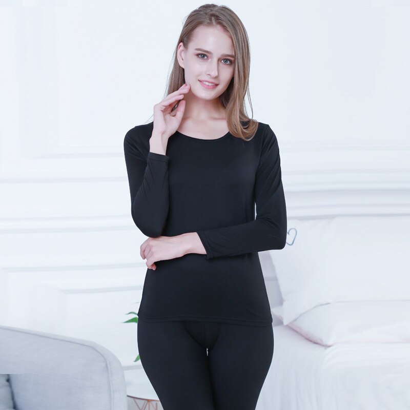 Long Johns For Women Thermal Underwear Set For Winter Second Skin Winter Female Thermal Shirt Pajamas Winter thermal: Black / 6XL