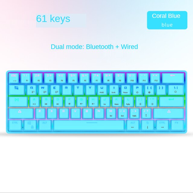 RGB Gaming Mechanical Keyboard Wired 61 Key Small Game Keyboard LED Backlight Red Blue Switch For Gamer Laptop PC Computer: blue
