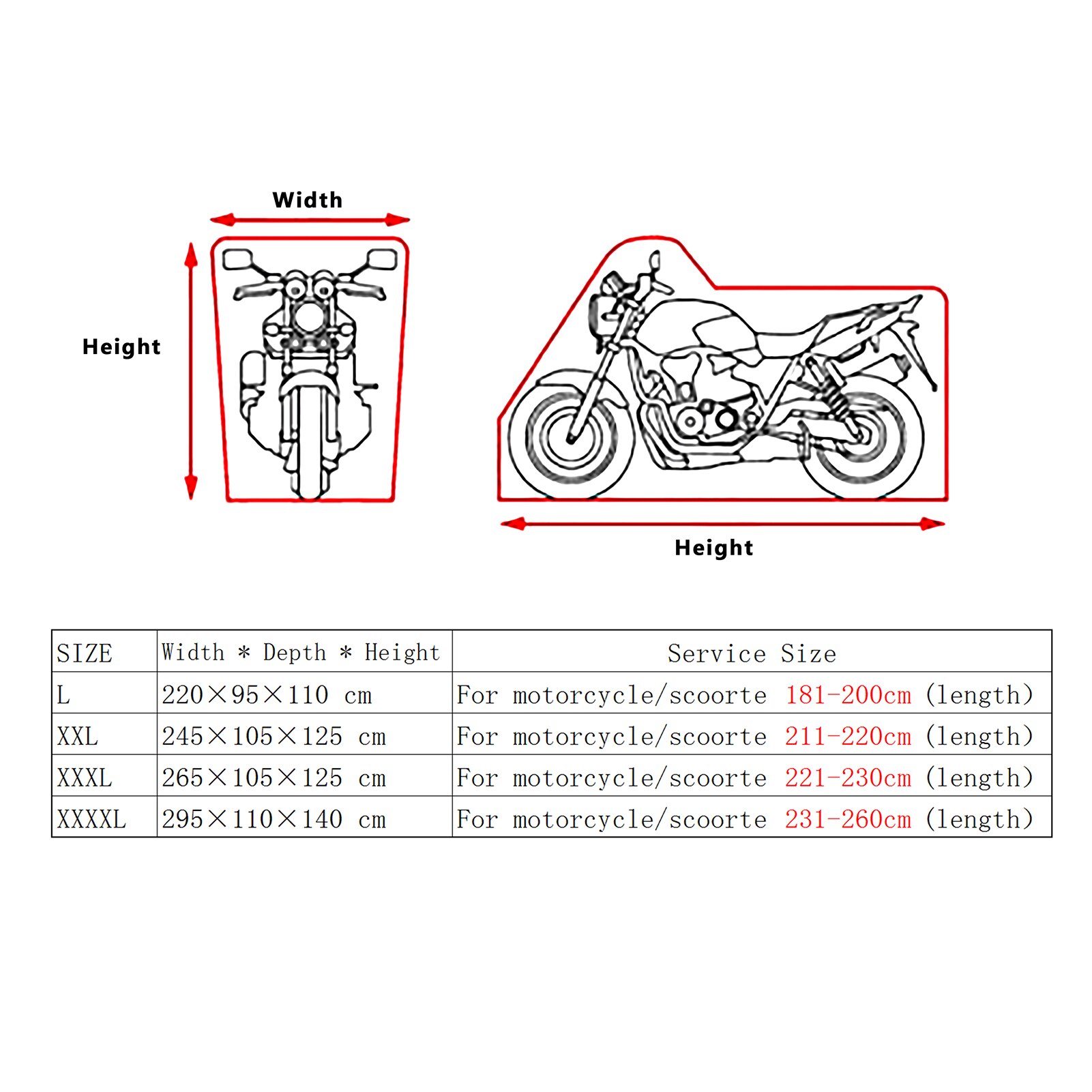 Universal Motorcycle Cover All Weather, Elastic Outdoor Dustproof Full Cover Rain Sun UV Protection
