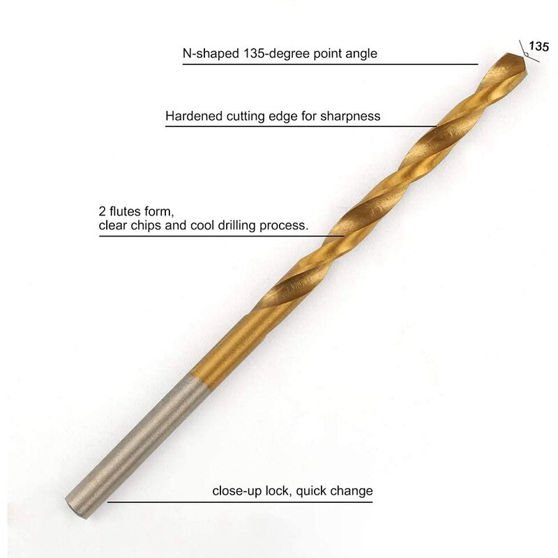120 stk titanium boresæt hss bor til metal, stål, træ, plast, kobber, aluminiumslegering , 1mm to 3.5mm