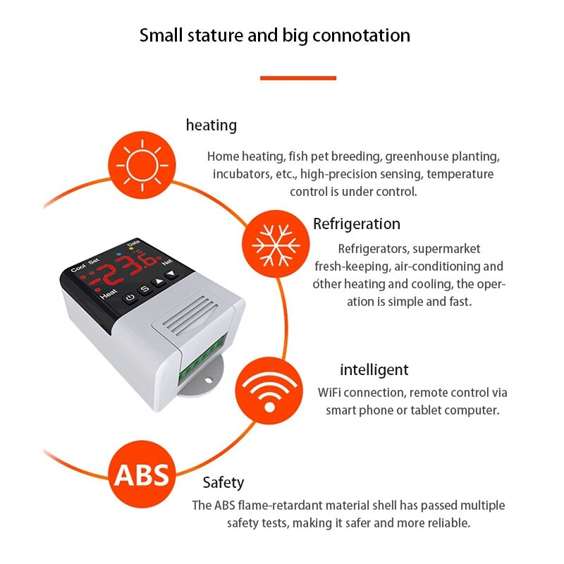 Wireless Wifi Temperature Controller Thermostat AC110-220V DTC1201 NTC Sensor Digital Display APP Control for Smart Home