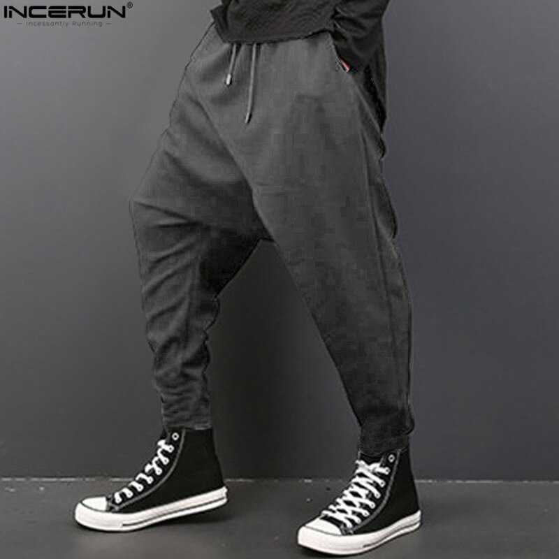 Incerun baggy byxor herr lösa grenbyxor hip-hop dansbyxor herr harem byxor pantalon hombre plus size