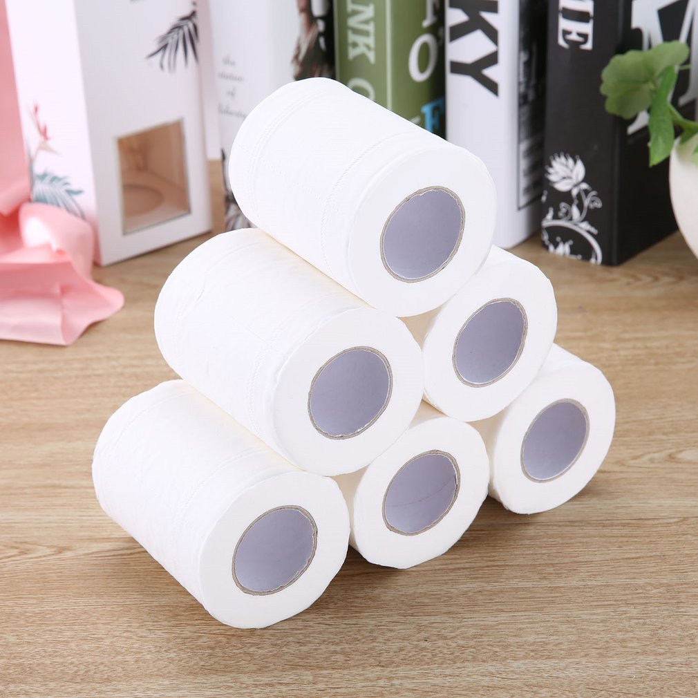 Home Bath Toilet Paper Wood Pulp Tissue Roll Paper Household Toilet Paper Restaurant Hotel Roll Paper 6 Rolls