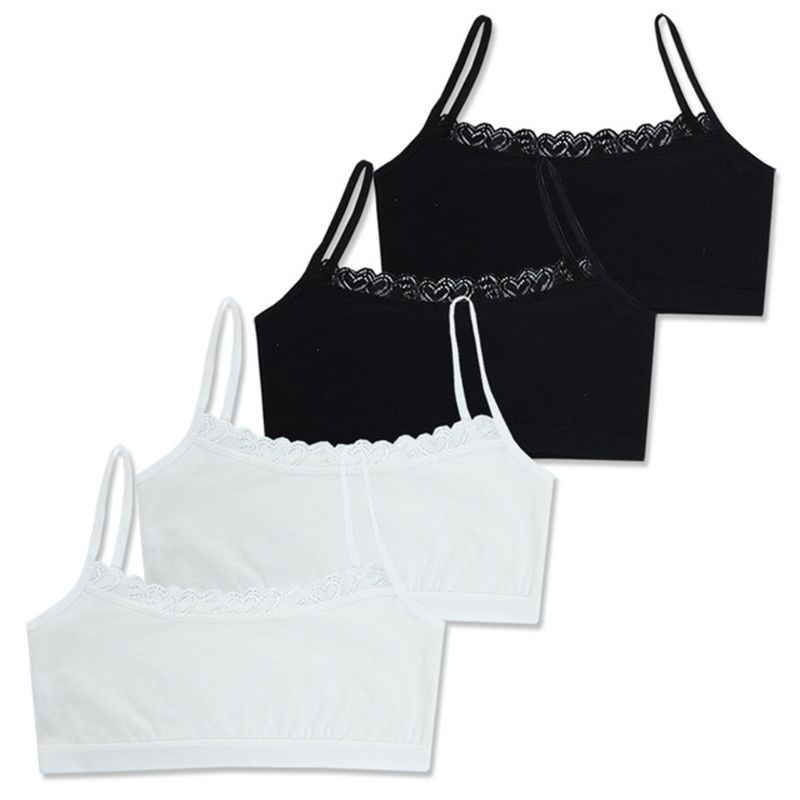 4 pz/lotto pizzo cotone ragazze formazione reggiseno bambini reggiseni bambini gilet adolescenti biancheria intima adolescente: A