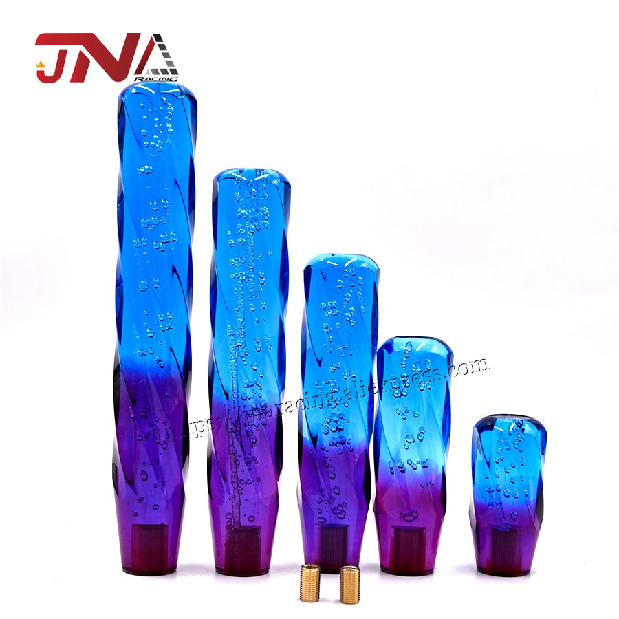 Blue turn Purple Gear Shift Lever Head Universal Crystal Car Shift Knob Replacement Manual: 15 cm wihout LED