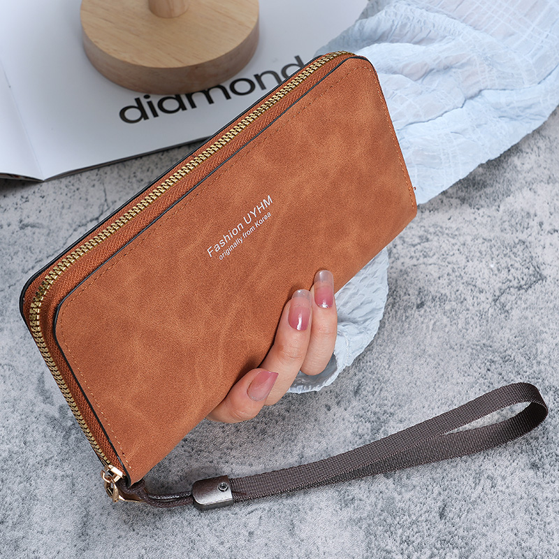 Ladies holding a long wallet Korean handbag multi-function card bag mobile phone bag coin purse female wallet: Brown