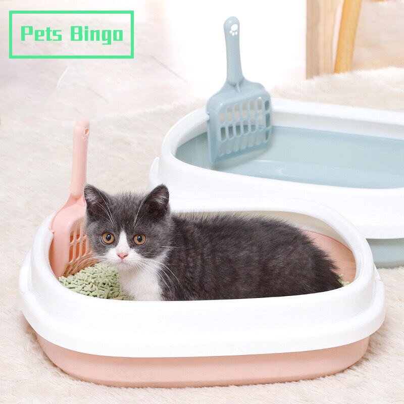 Huisdieren Bingo 40Cm Kattenbak Antislip Kattenbak Semi-Gesloten Kitten Bedpans Met Kattenbakvulling schop Anti-Splash Kat Levert