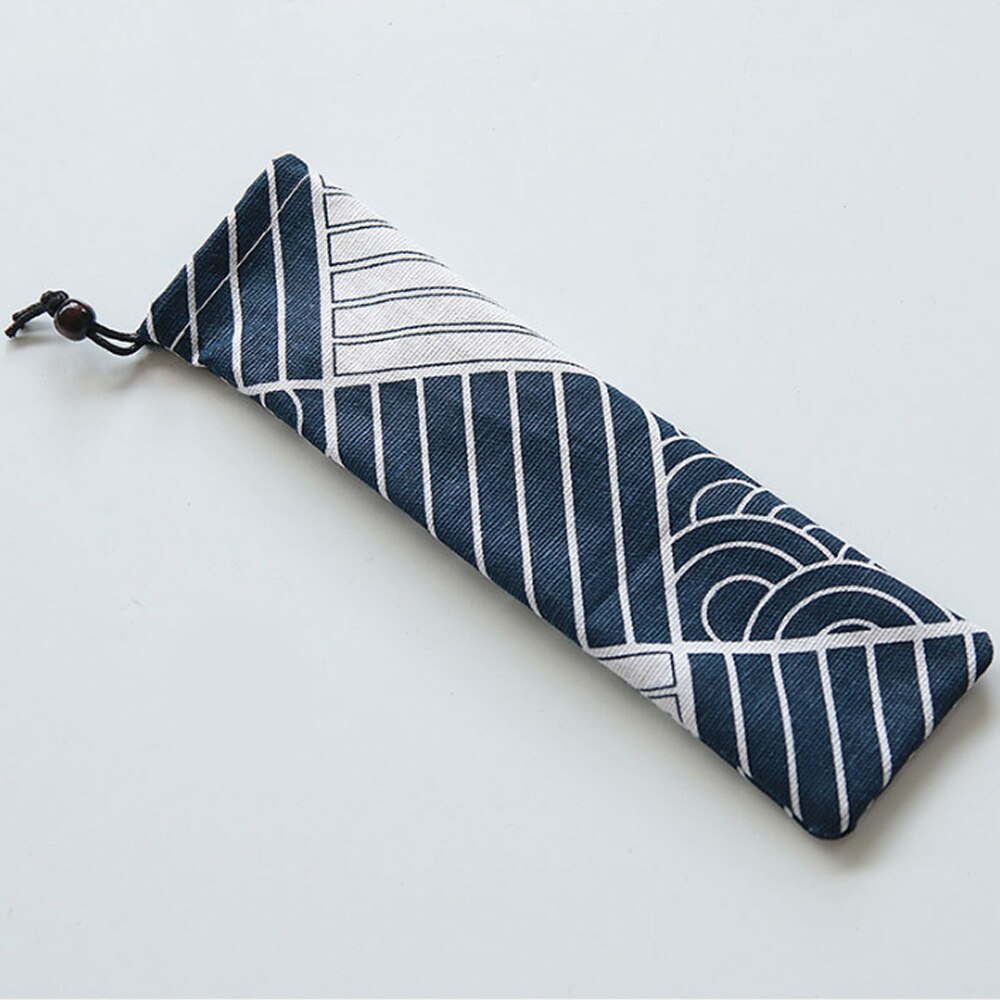 Japan Stijl Bestek Zak Herbruikbare Reizen Koord Pouch Voor Keuken Servies Vork Lepel Bamboe Eetstokjes Reinigingsborstel: 12