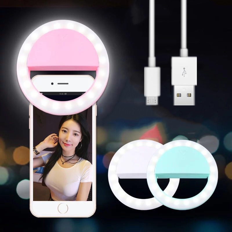 Portable Selfie Light LED Ring Flashlight USB Rechargable 3 Modes Lightning Mobile Phone Selfie Lamp For Universal Smartphone