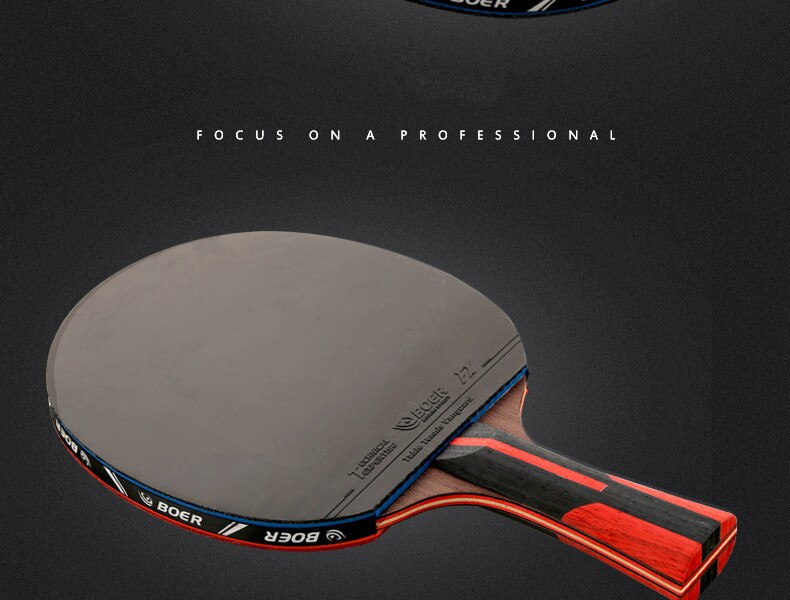 Top Carbon Black Blade S6 Tafeltennis Bat Met Rubber Ping Pong Racket Paddle Tafeltennis Racket: long handle