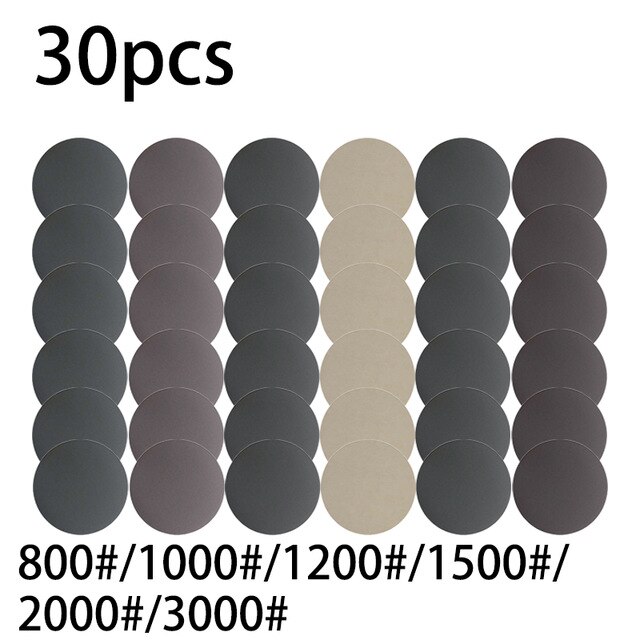 30 Disques De Ponçage 600/800/1000 Grain - Papier De Verre Pour Ponceuse, Neuf