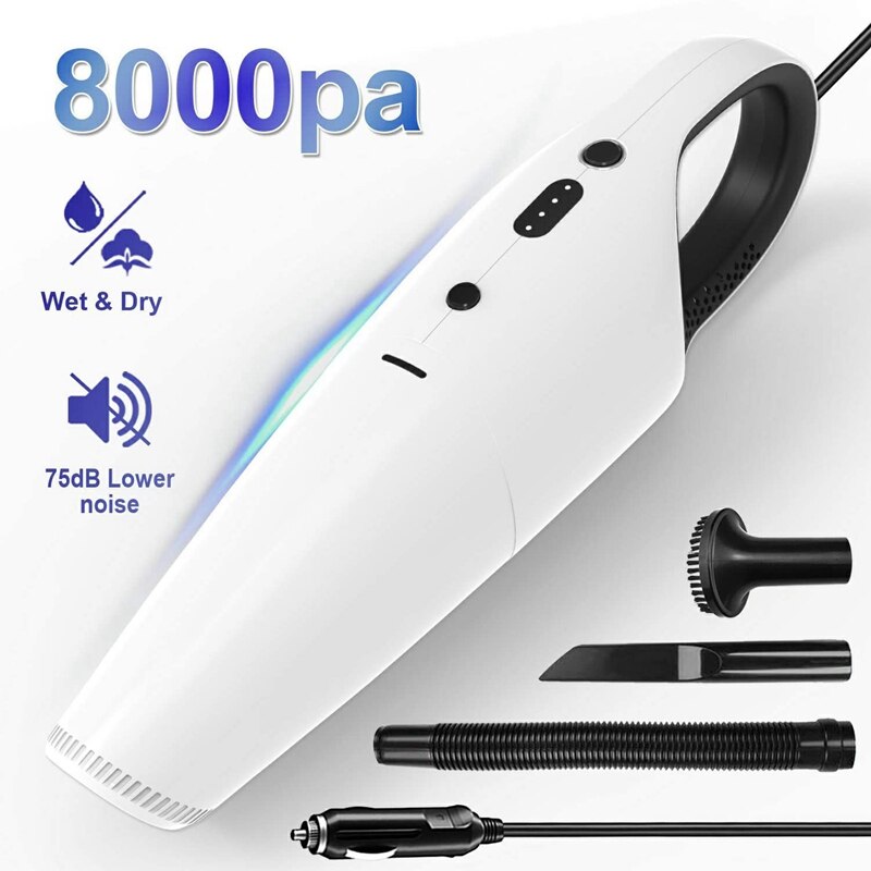 Car Vacuum 8000Pa Strong Power Suction Auto Portable Lightweight Car Wet and Dry Car Handheld Vacuum Cleaner for Cars: Default Title