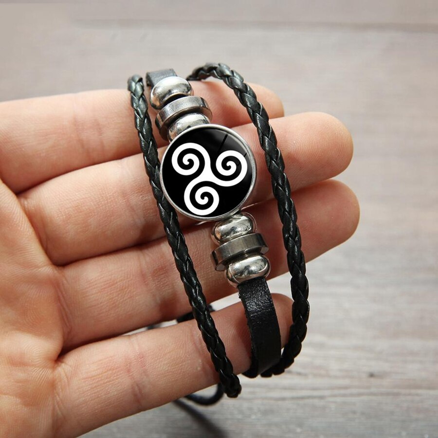 Nowa moda Teen Wolf Triskele bransoletka Steampunk Triskelion Allison Argent szklana kopuła ręcznie skórzane bransoletki bransoletki