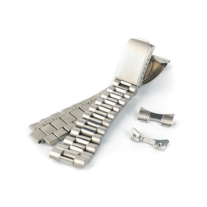 18mm 20mm brosse polonais solide en acier inoxydable président montre bracelet bande extrémité incurvée