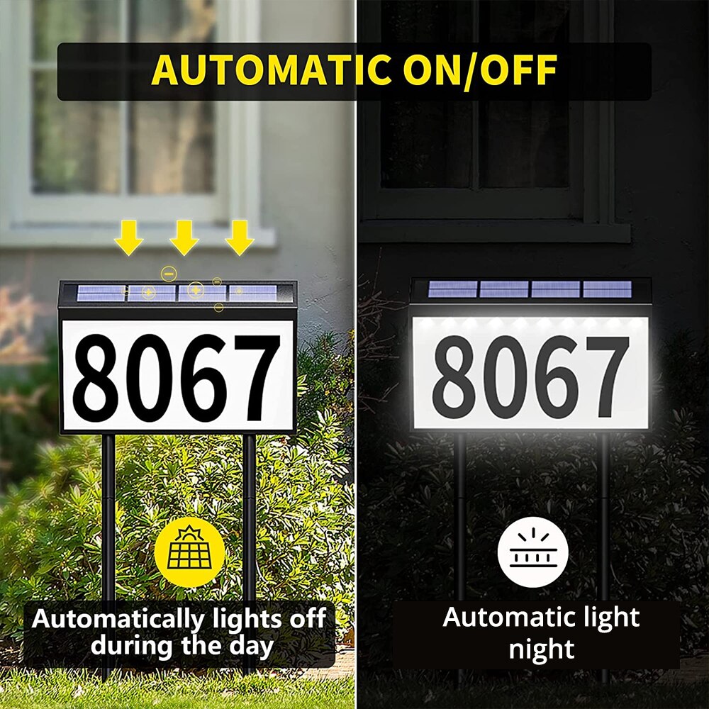 LED solar house number motion sensor outdoor courtyard IP65 rainproof house number family street address number sign lighting